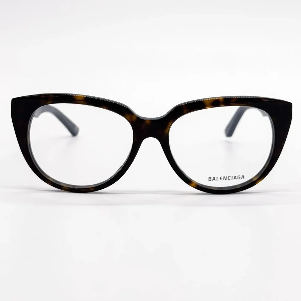 NEW BALENCIAGA EYEGLASSES BB0131O 005 ROUND OVAL DARK HAVANA WOMEN EYEWEAR BALEN